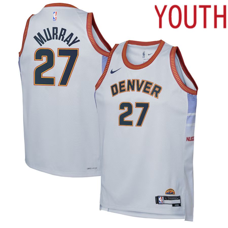 Youth Denver Nuggets 27 Jamal Murray White Nike Silver City Edition 2022-23 Swingman NBA Jersey
